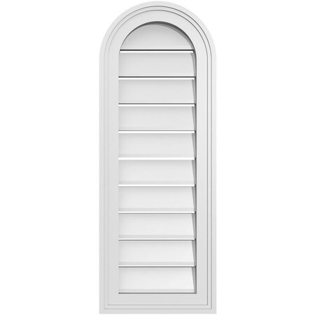 Ekena Millwork Round Top Surface Mount PVC Gable Vent: Functional, w/ 2"W x 1-1/2"P Brickmould Frame, 12"W x 32"H GVPRT12X3202SF